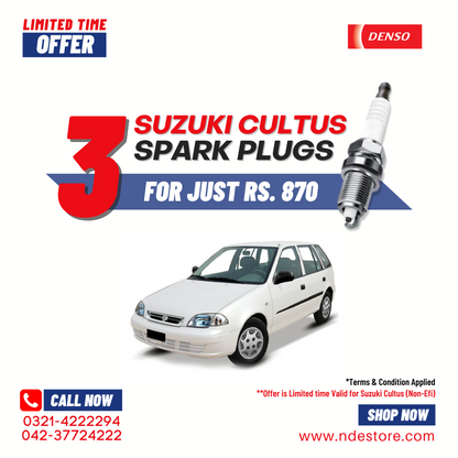 SPARK PLUG DENSO FOR SUZUKI CULTUS NON-EFI (3 PIECES) - ndestore.com