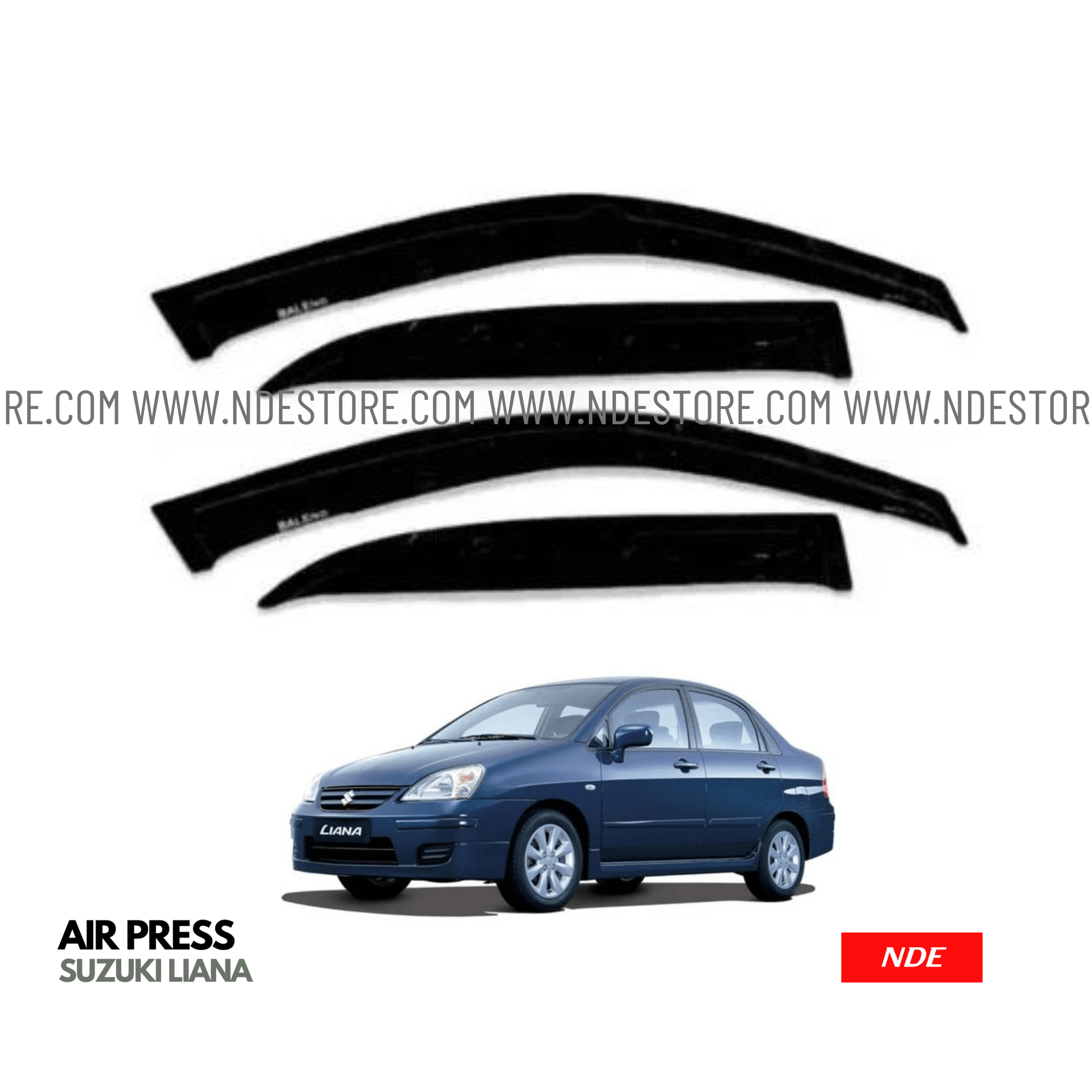 AIR PRESS BLACK TINTED DOOR WINDOW VISOR FOR SUZUKI LIANA - ndestore.com