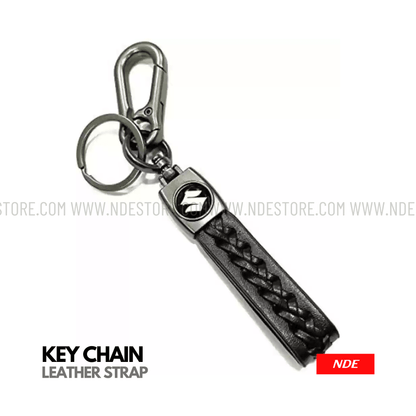 KEY CHAIN LEATHER STRAP WITH SUZUKI LOGO - ndestore.com