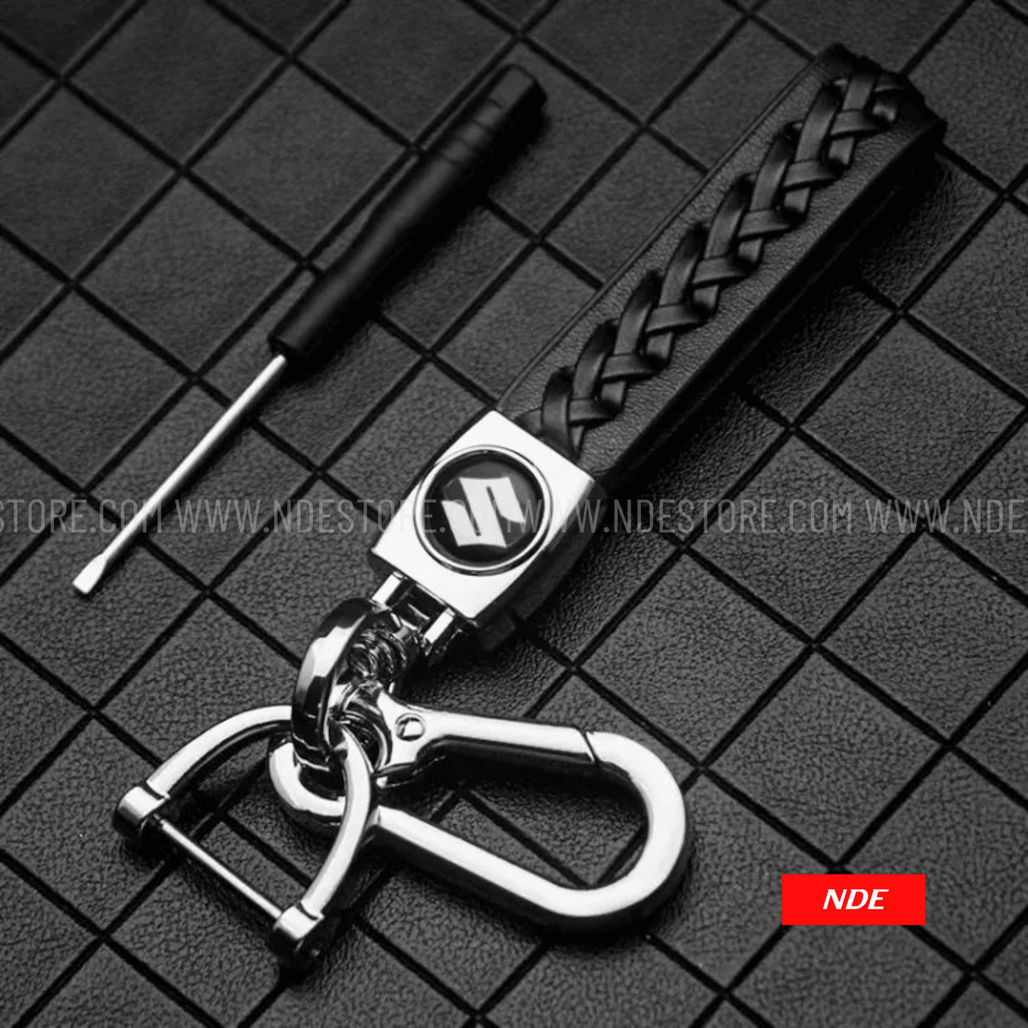 KEY CHAIN LEATHER STRAP WITH SUZUKI LOGO - ndestore.com