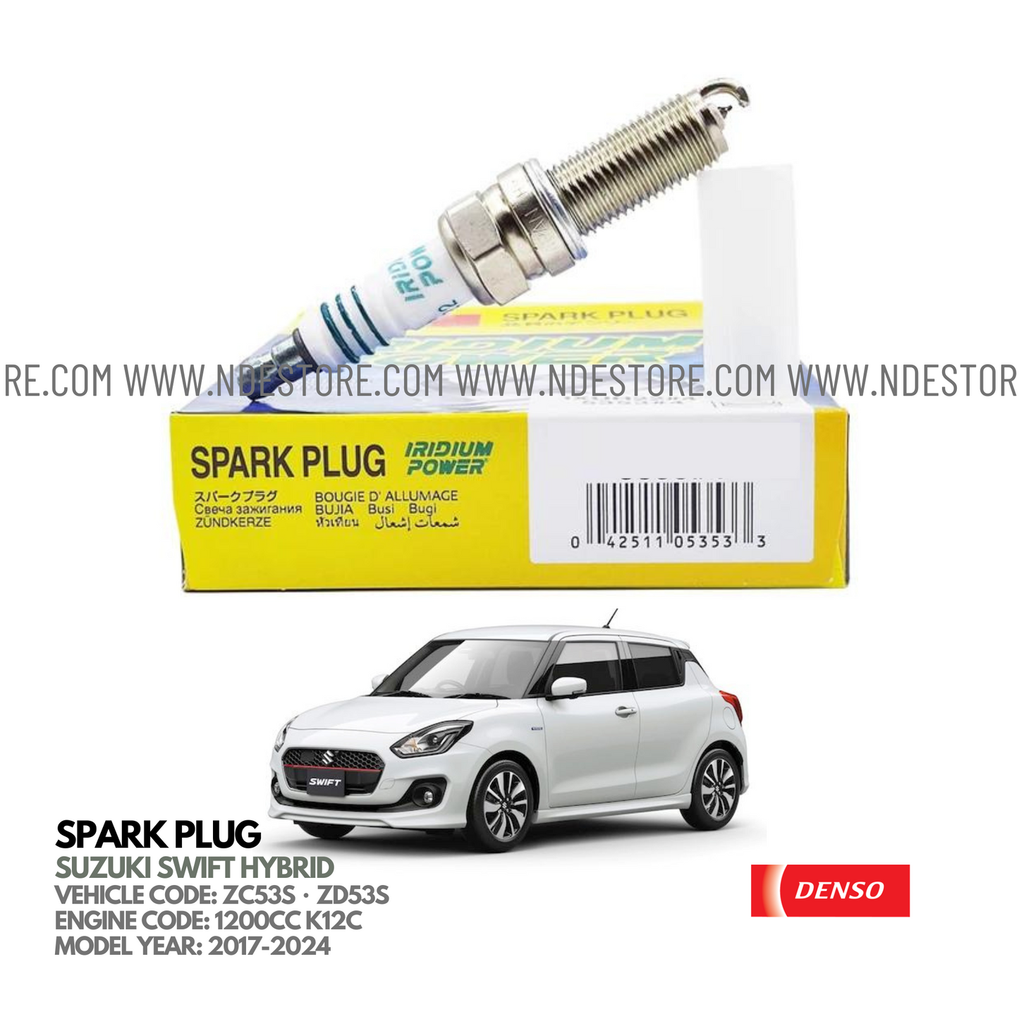 SPARK PLUG DENSO IRIDIUM POWER FOR SUZUKI SWIFT HYBRID JDM (2017-2024) - ndestore.com