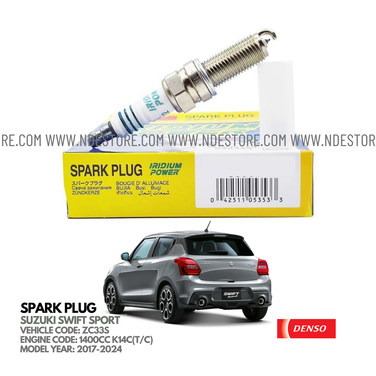 SPARK PLUG FOR SUZUKI SWIFT SPORTS 1400CC (2017-2024) - ndestore.com