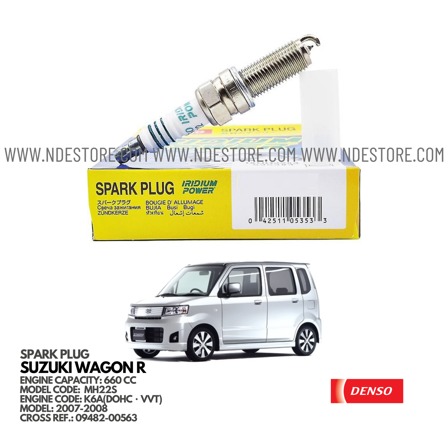 SPARK PLUG IRIDIUM FOR SUZUKI WAGON R MH22S (2003-2008)