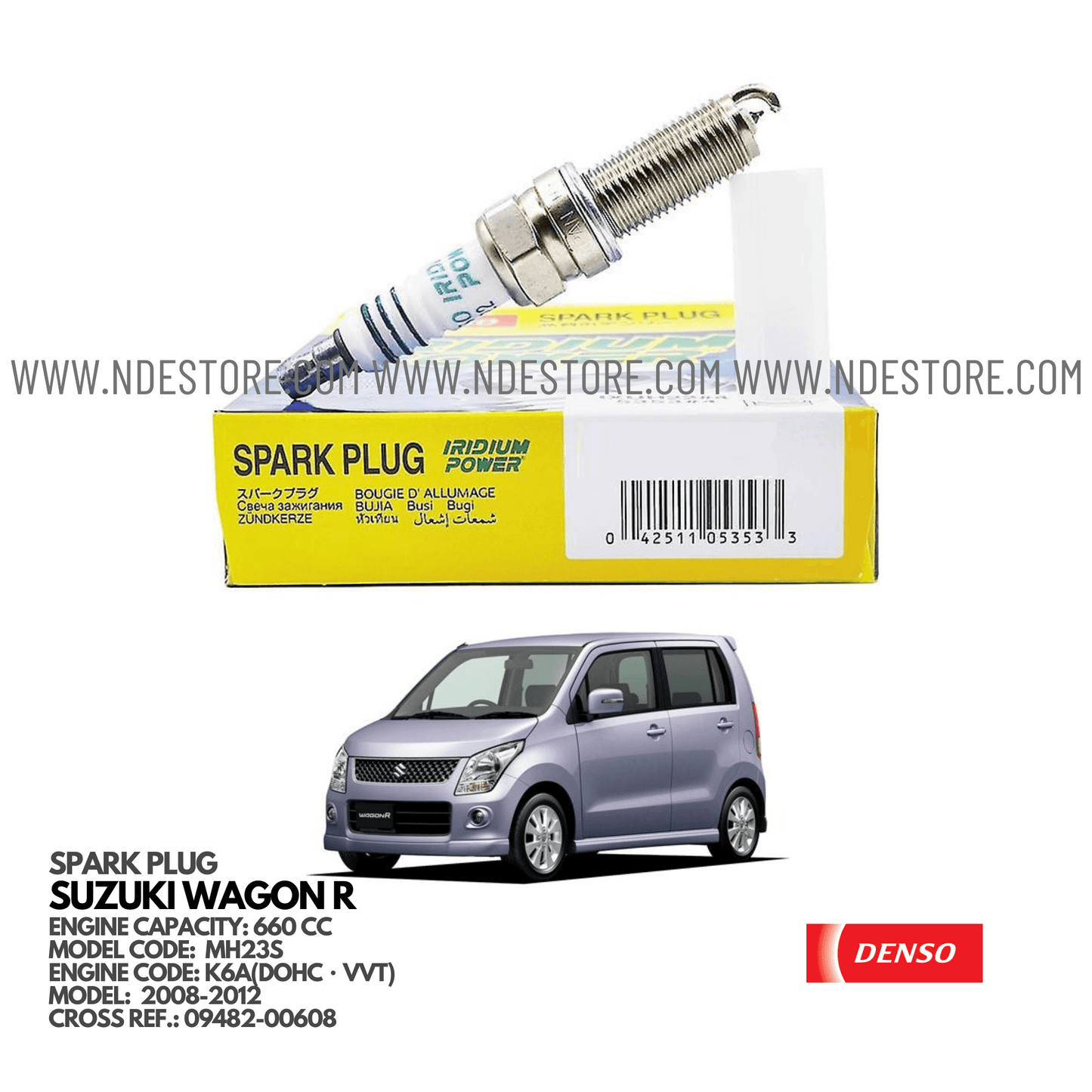 SPARK PLUG IRIDIUM FOR SUZUKI WAGON R MH23S (2008-2012) - ndestore.com