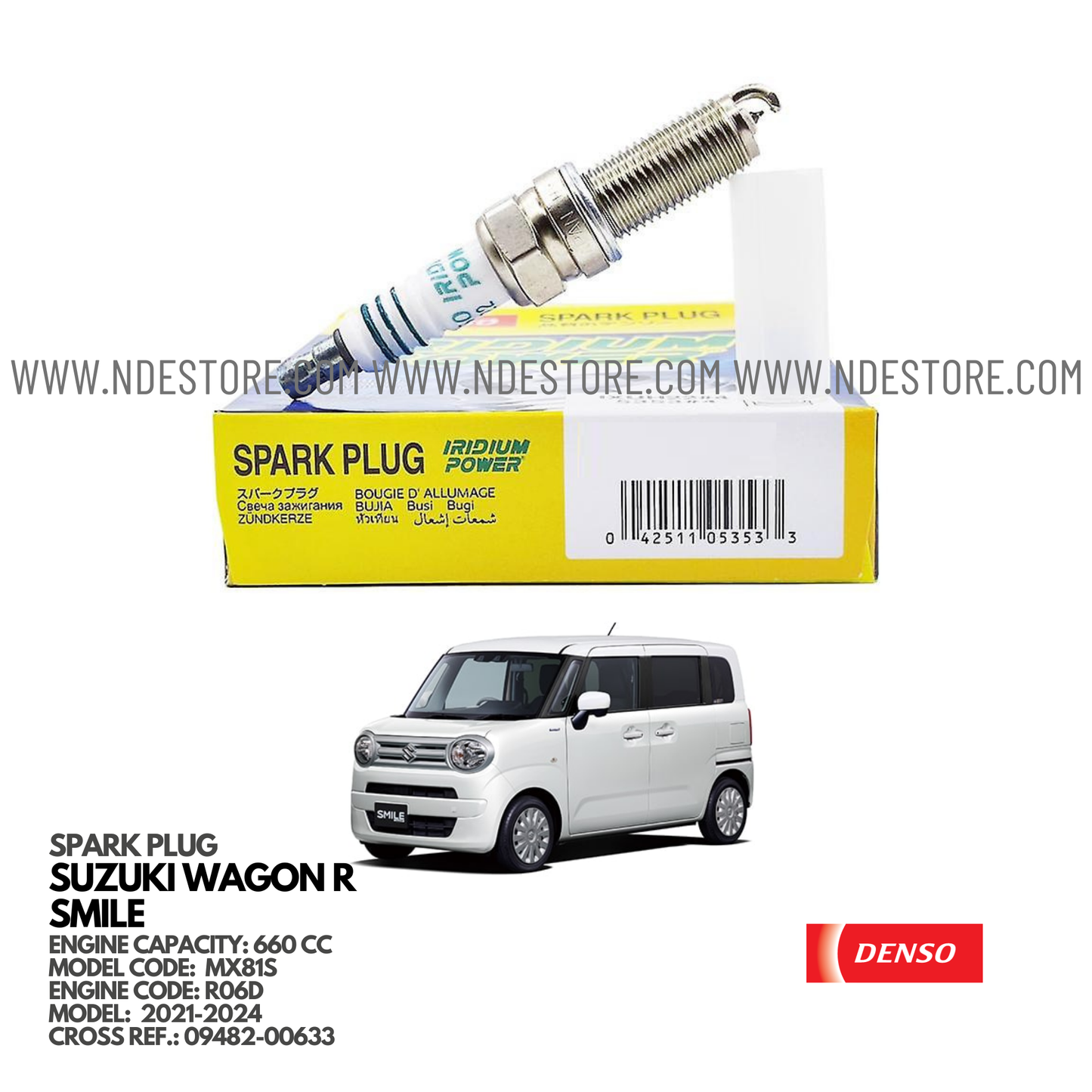 SPARK PLUG FOR SUZUKI WAGON R SMILE HYBRID MX81S (2021-2024) - ndestore.com