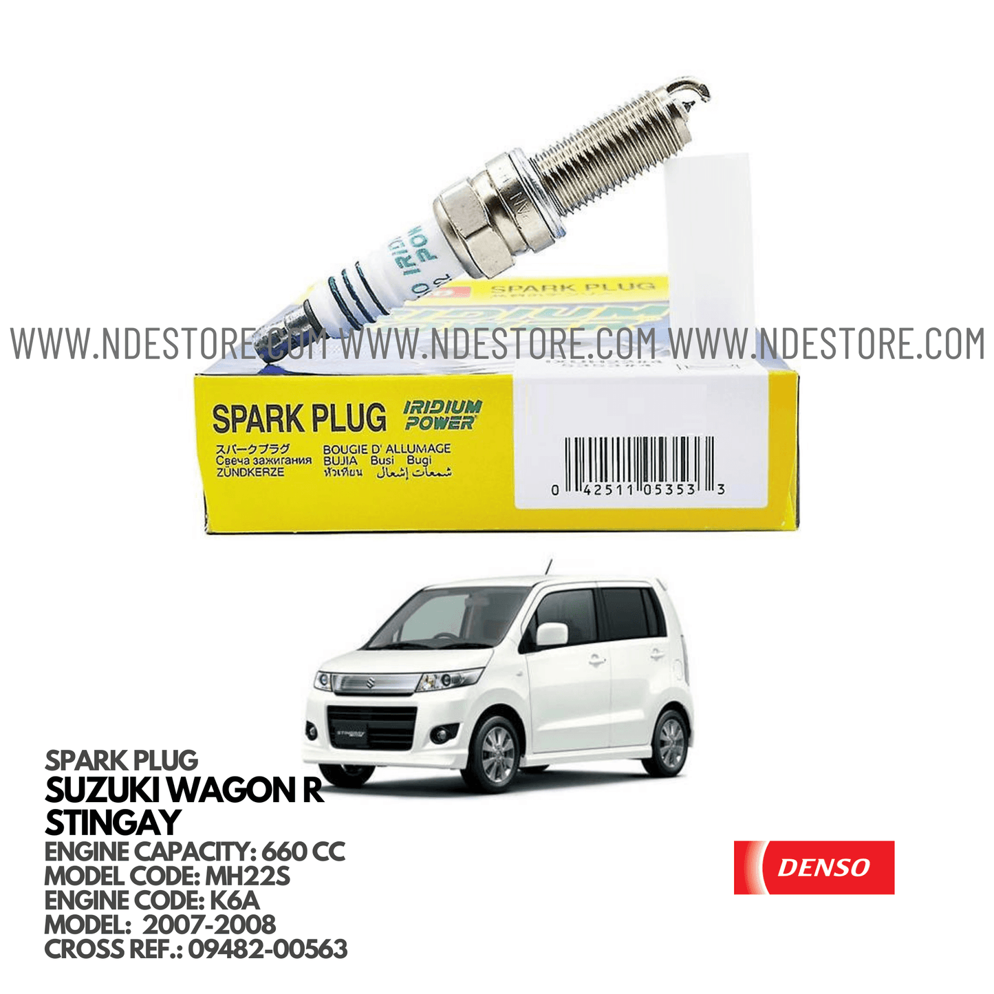 SPARK PLUG FOR SUZUKI WAGON R STINGRAY MH22S (2007-2008) - ndestore.com