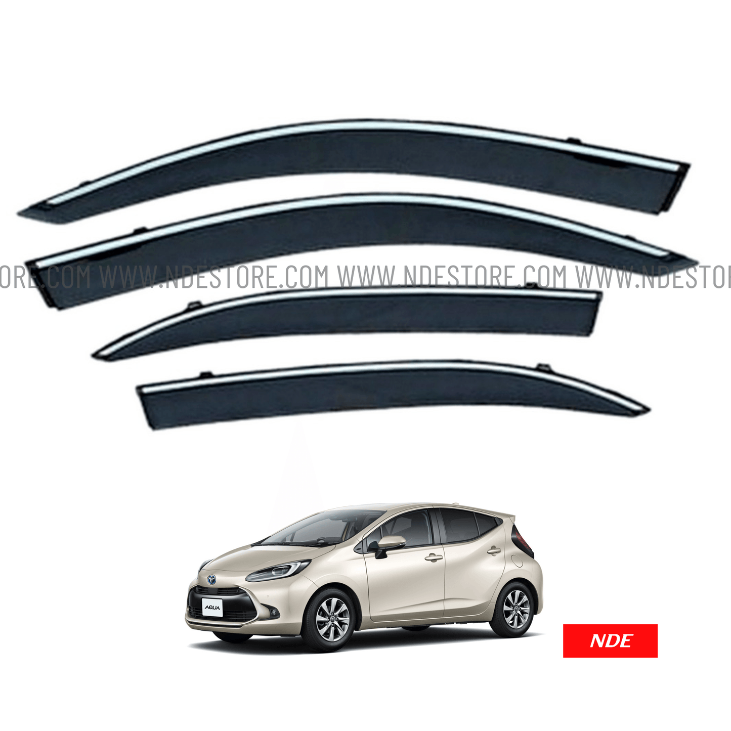 AIR PRESS BLACK TINTED DOOR WINDOW VISOR FOR TOYOTA AQUA - ndestore.com