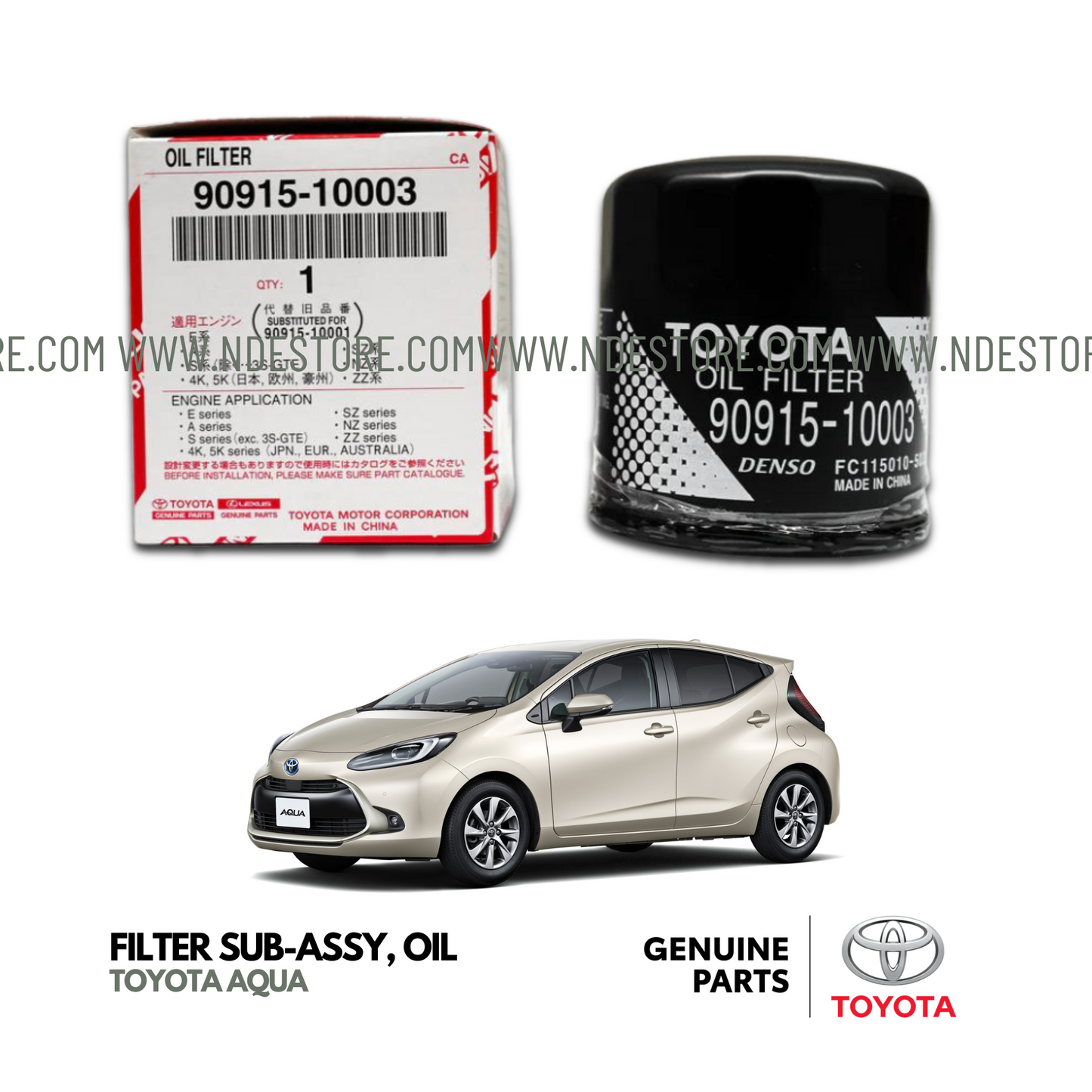 OIL FILTER (SPIN-ON) GENUINE FOR TOYOTA AQUA (TOYOTA GENUINE PART)