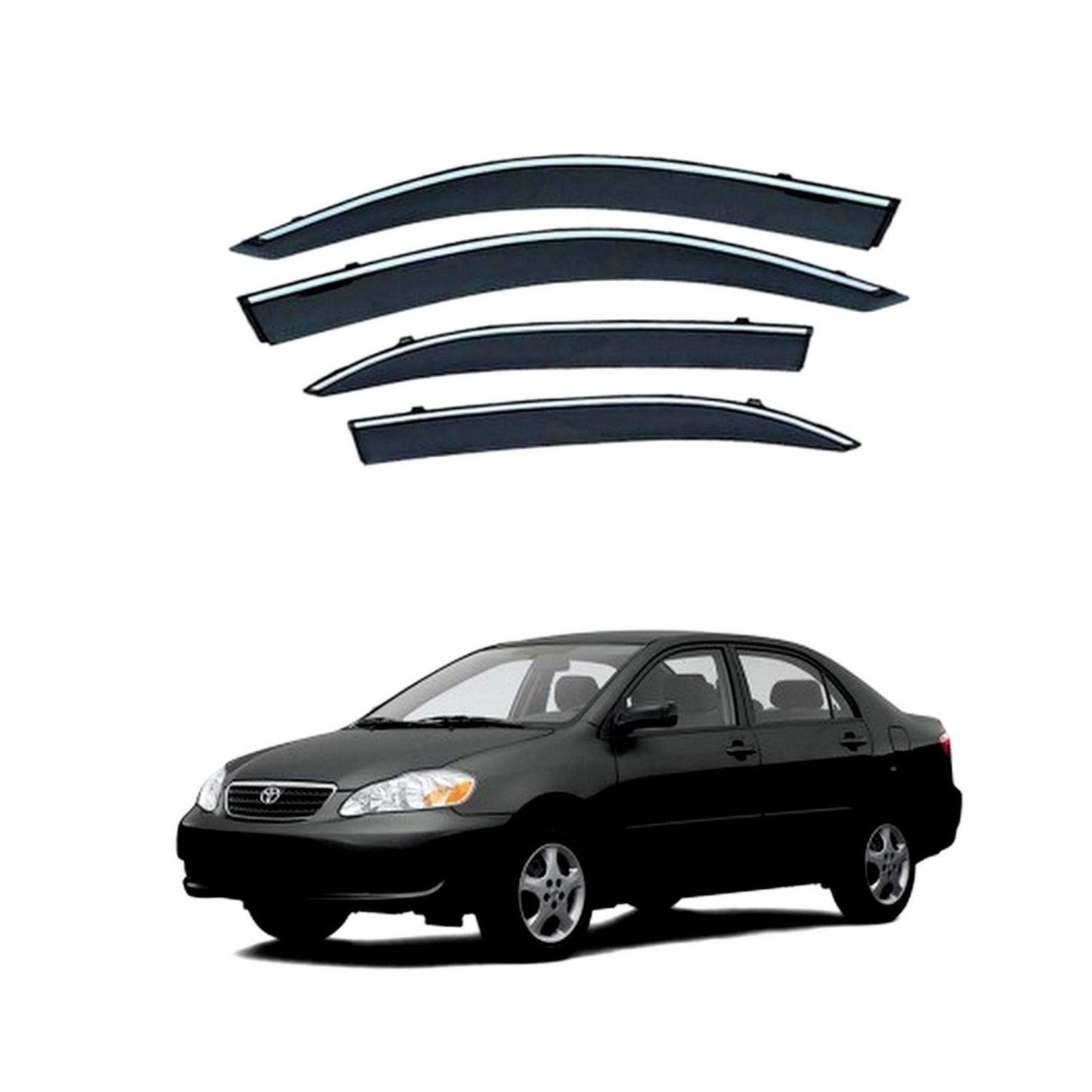 AIR PRESS BLACK TINTED DOOR WINDOW VISOR FOR TOYOTA COROLLA (2002-2008) - ndestore.com