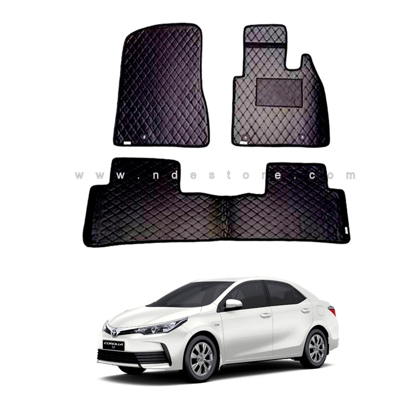 FLOOR MAT FLAT 7D STYLE BLACK FOR TOYOTA COROLLA (2008-2024) - ndestore.com