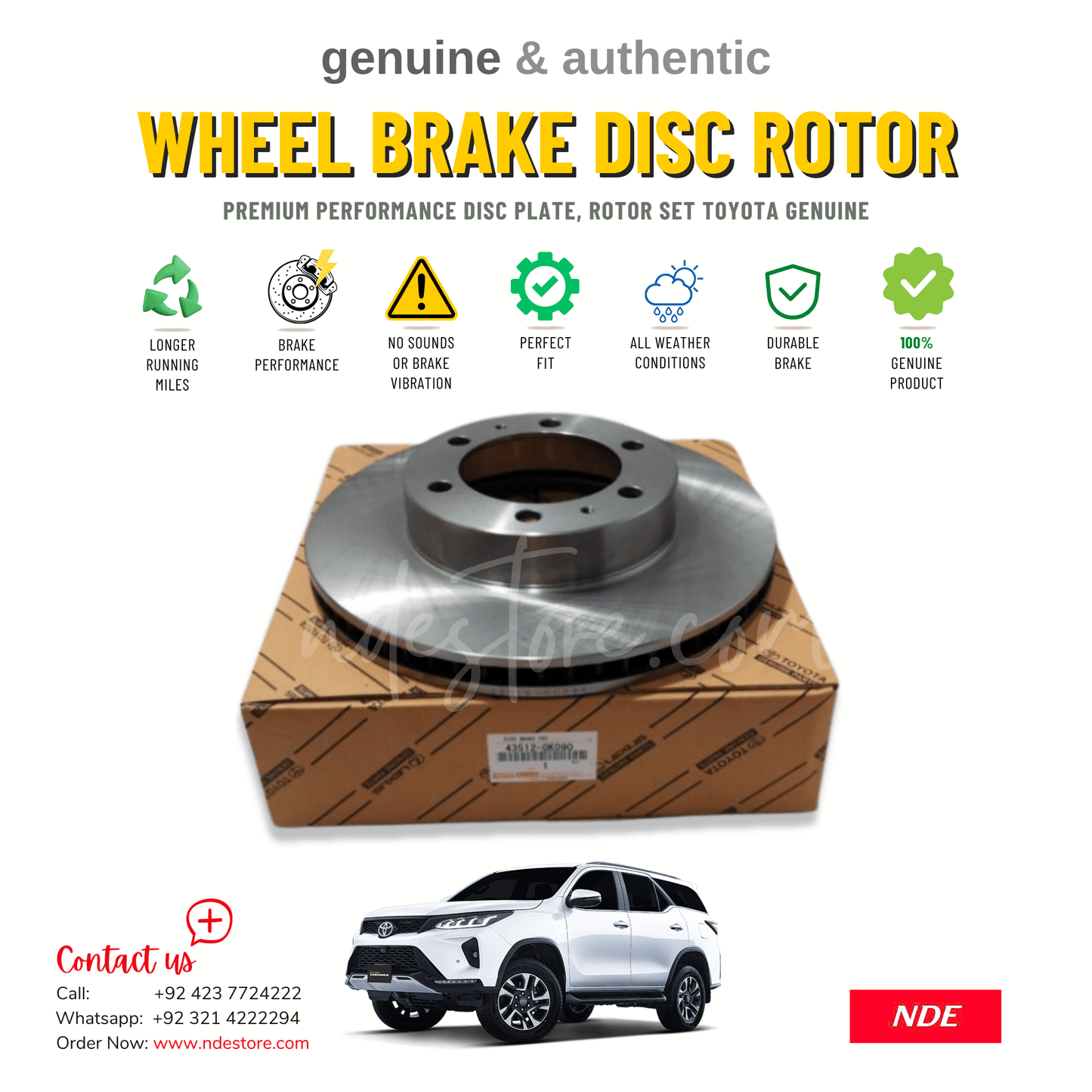 BRAKE WHEEL BRAKE ROTOR FRONT FOR TOYOTA FORTUNER (TOYOTA GENUINE PART) - ndestore.com