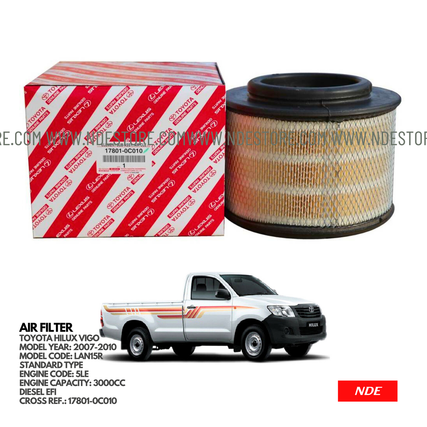 AIR FILTER ELEMENT GENUINE FOR TOYOTA HILUX VIGO SINGLE CABIN (2007-2010)