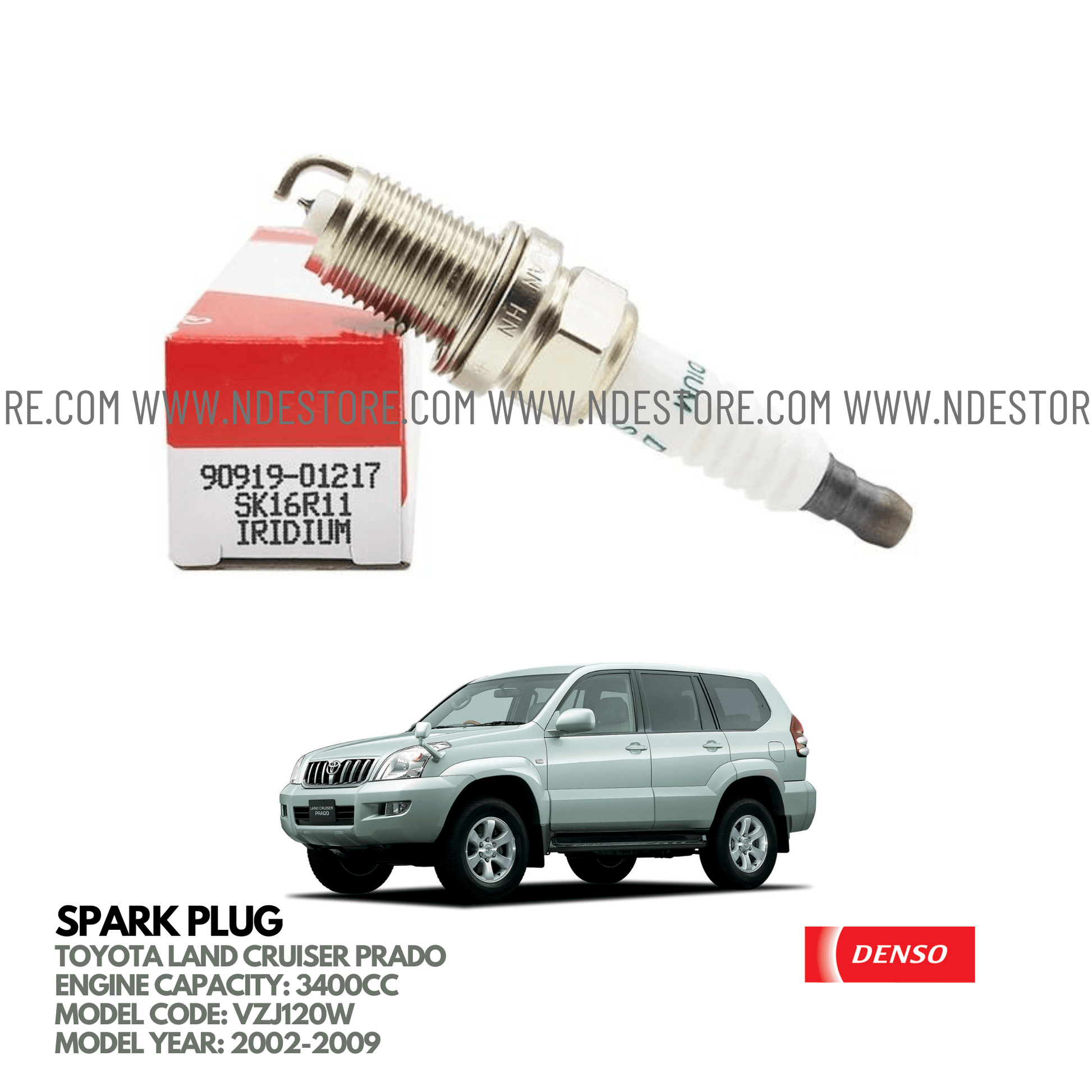 SPARK PLUG GENUINE FOR TOYOTA LAND CRUISER PRADO 3400CC (2002-2009) - ndestore.com