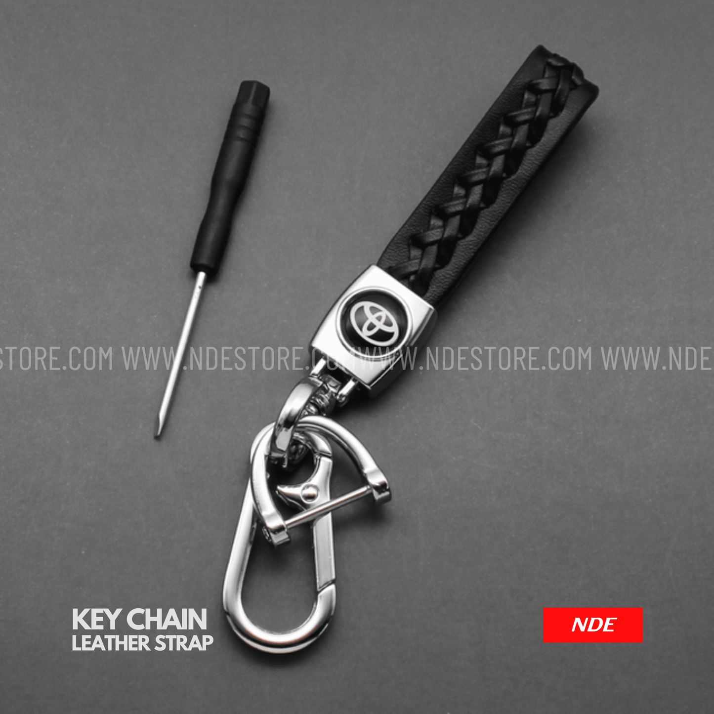 KEY CHAIN LEATHER STRAP WITH TOYOTA LOGO - ndestore.com