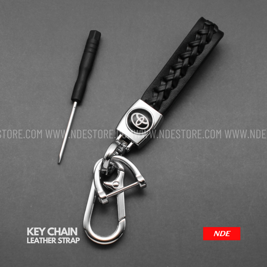 KEY CHAIN LEATHER STRAP WITH TOYOTA LOGO