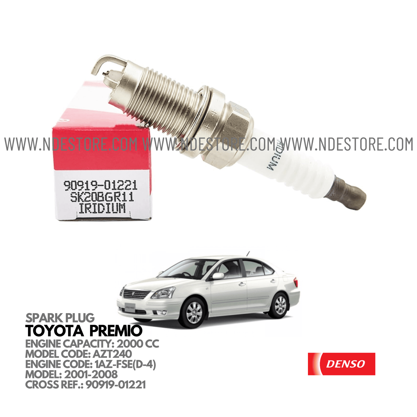 SPARK PLUG DENSO FOR TOYOTA PREMIO 2000CC (2001-2008) - ndestore.com