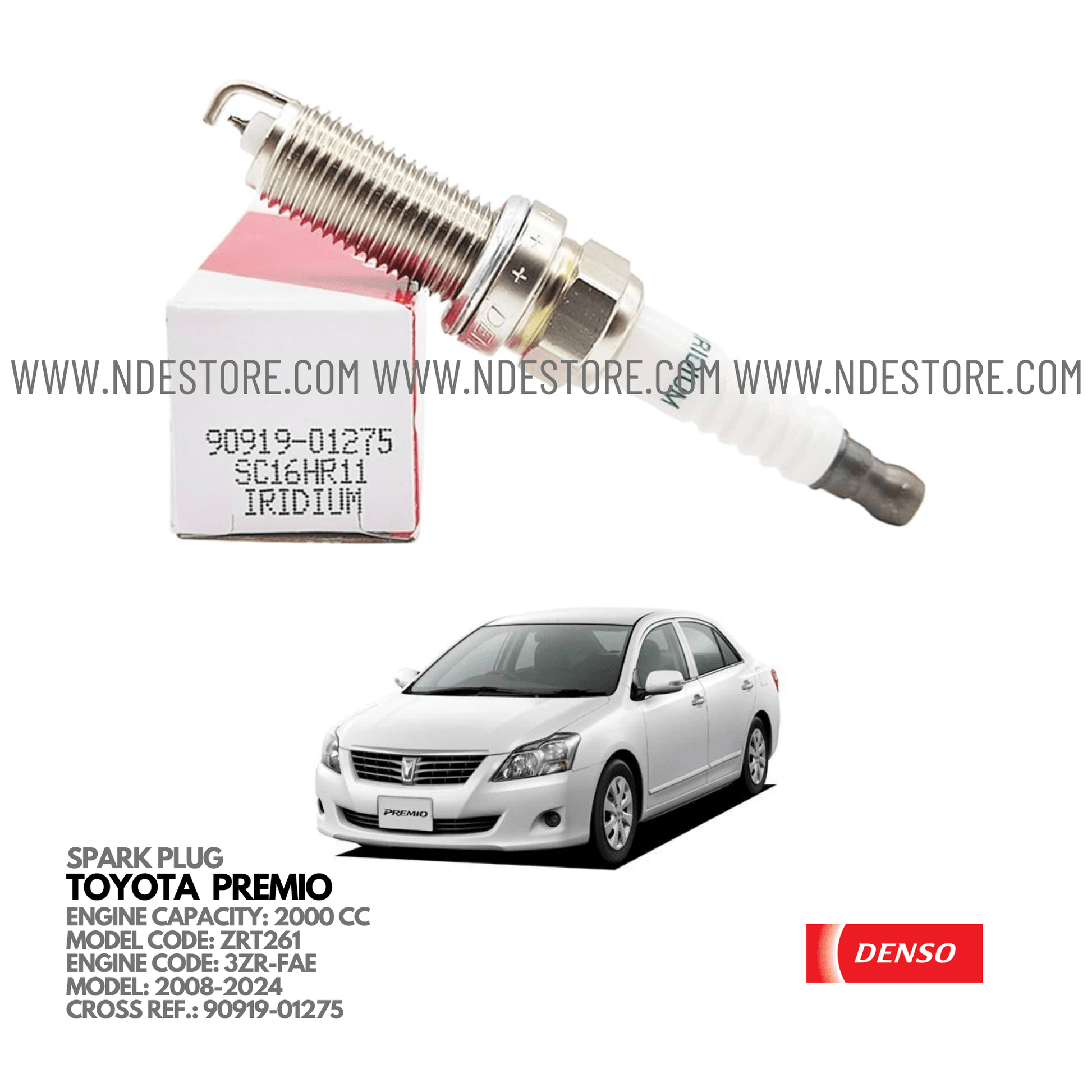 SPARK PLUG DENSO FOR TOYOTA PREMIO 2000CC (2008-2024) - ndestore.com