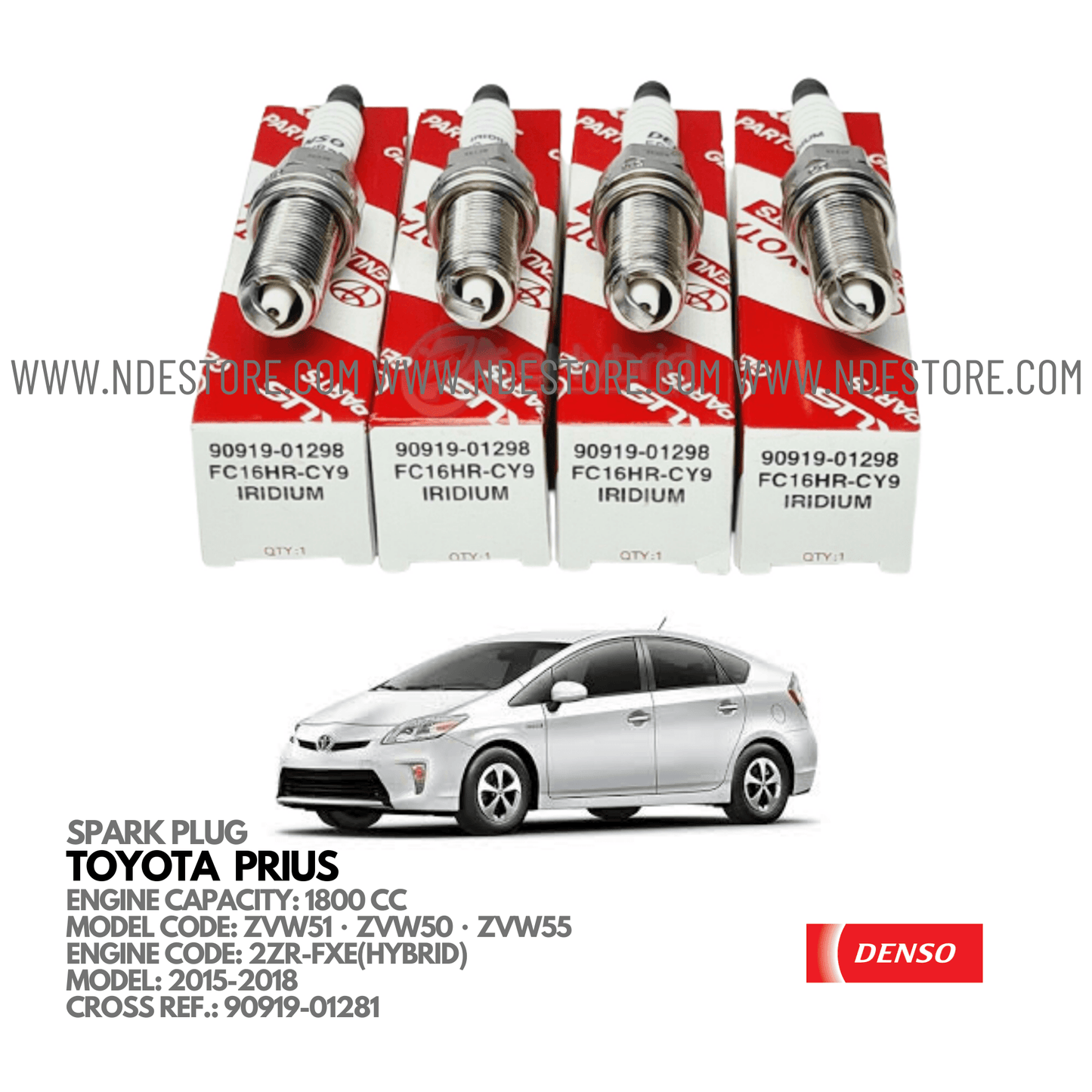 SPARK PLUG DENSO FOR TOYOTA PRIUS 1800CC (2015-2018) - ndestore.com