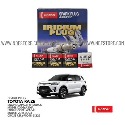 SPARK PLUG IRIDIUM FOR TOYOTA RAIZE 1200CC (2021-2024) - ndestore.com