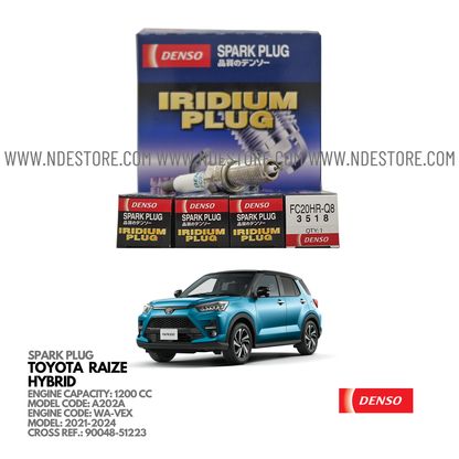 SPARK PLUG, IRIDIUM FOR TOYOTA RAIZE HYBRID 1200CC (2021-2024)