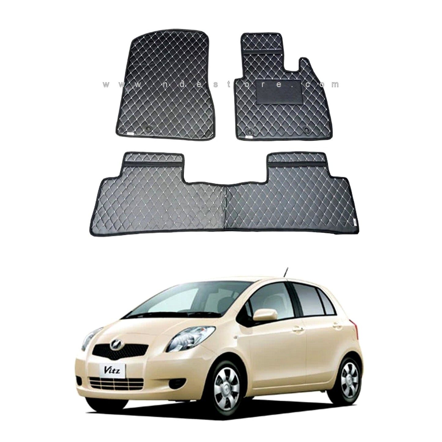 FLOOR MAT PREMIUM QUALITY FLAT 7D STYLE BLACK FOR TOYOTA VITZ