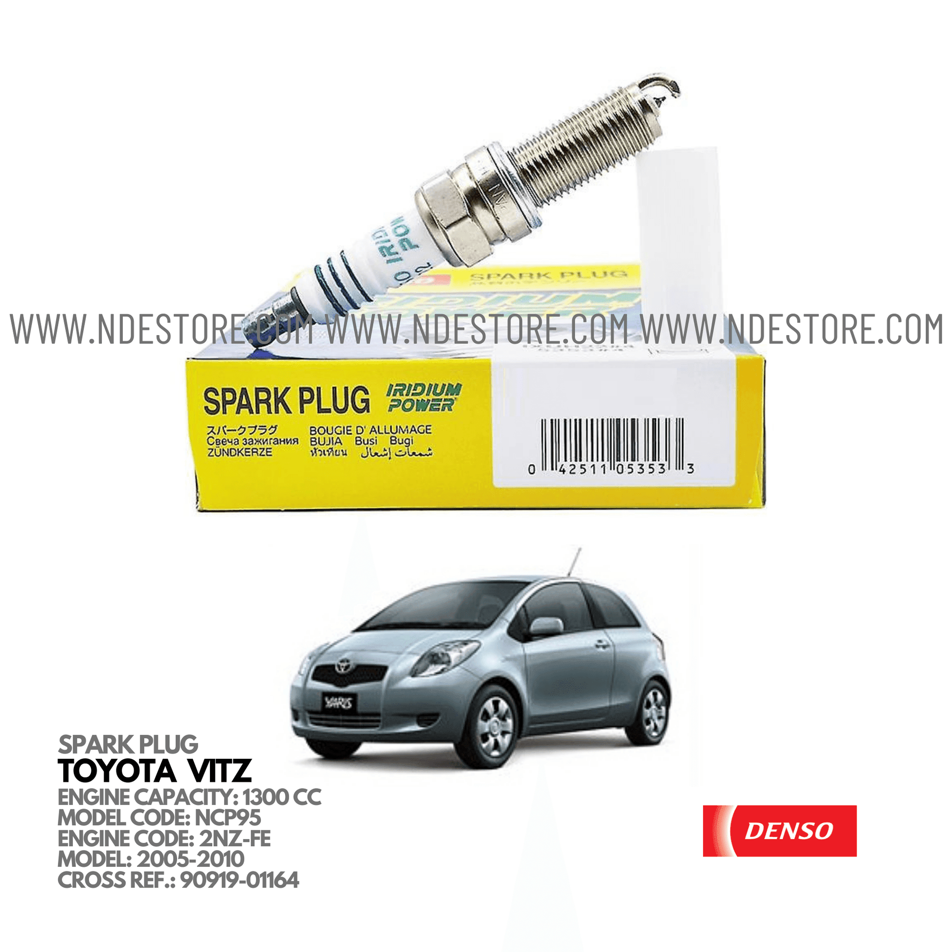 SPARK PLUG DENSO FOR TOYOTA VITZ (1300CC, 2005-2010) - ndestore.com