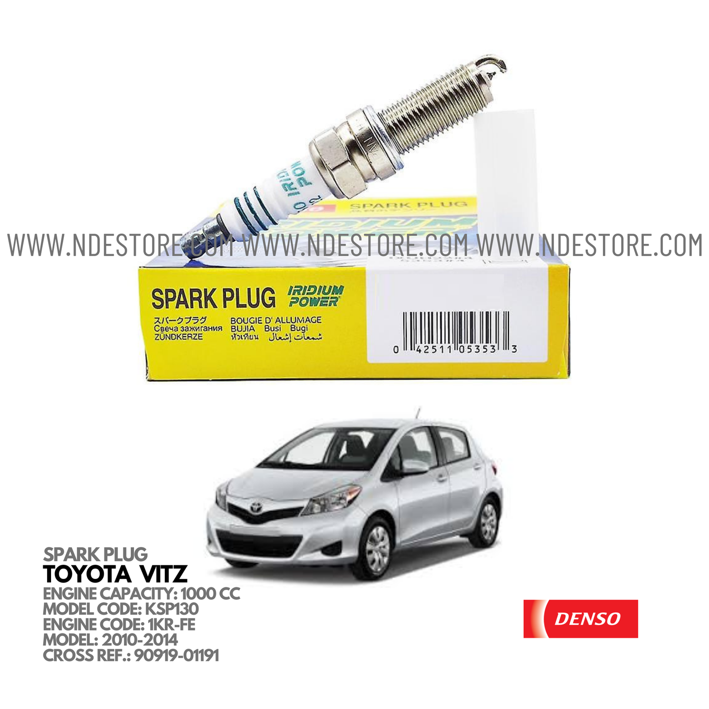 SPARK PLUG DENSO IRIDIUM POWER FOR TOYOTA VITZ (1000CC, 2010-2014)