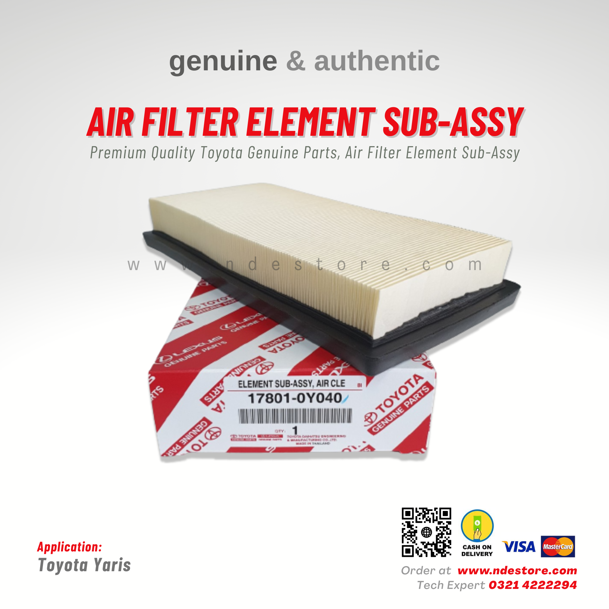 AIR FILTER ELEMENT SUB ASSY GENUINE FOR TOYOTA YARIS(TOYOTA GENUINE PART)