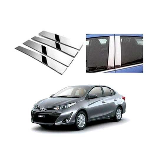 DOOR PILLAR CHROME TRIMS FOR TOYOTA YARIS - ndestore.com