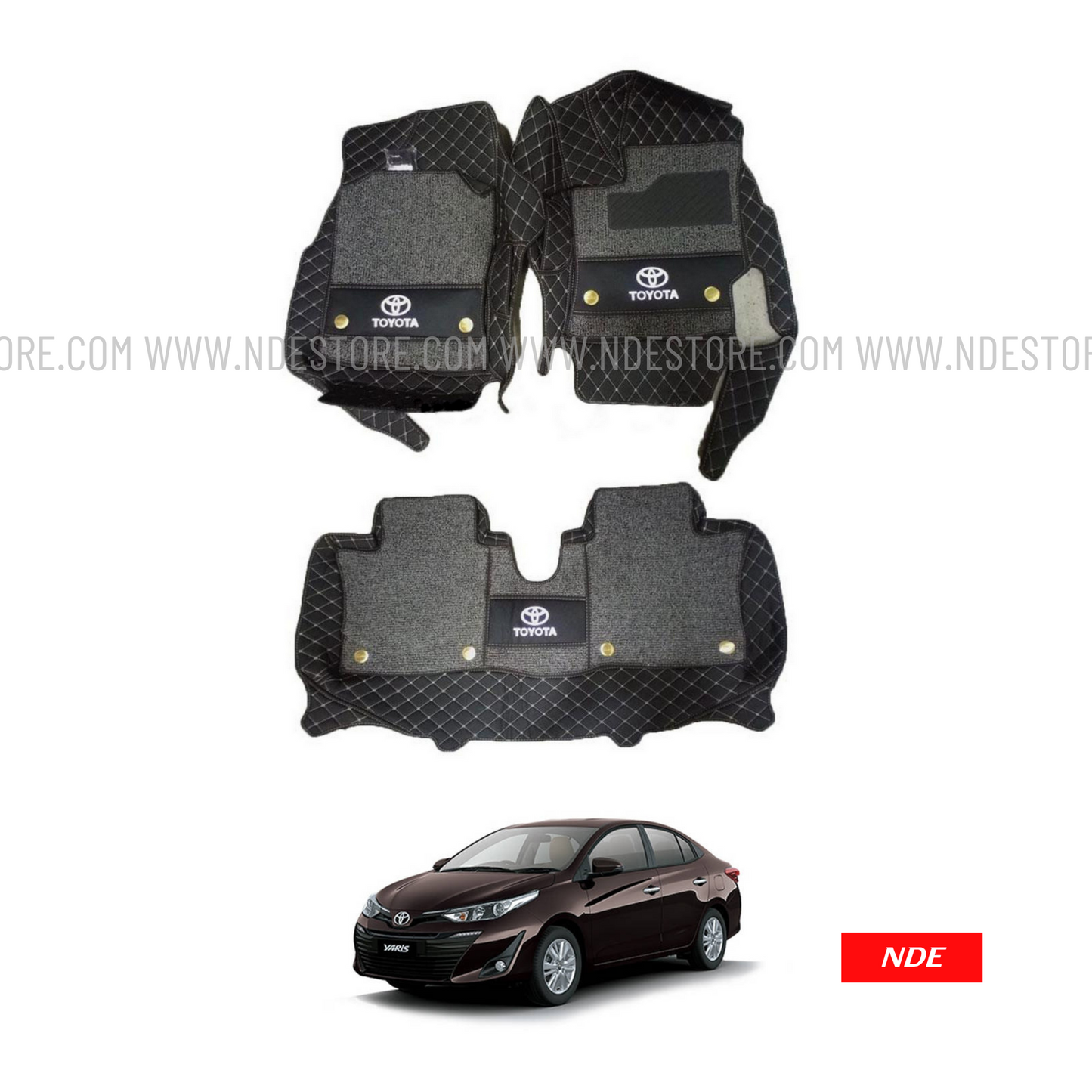 FLOOR MAT 10D BLACK WITH TOYOTA LOGO FOR TOYOTA YARIS