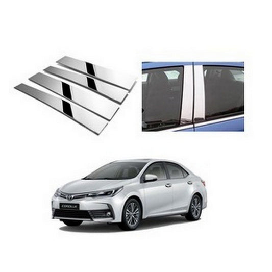 DOOR PILLAR CHROME TRIMS FOR TOYOTA COROLLA (2017-2021)