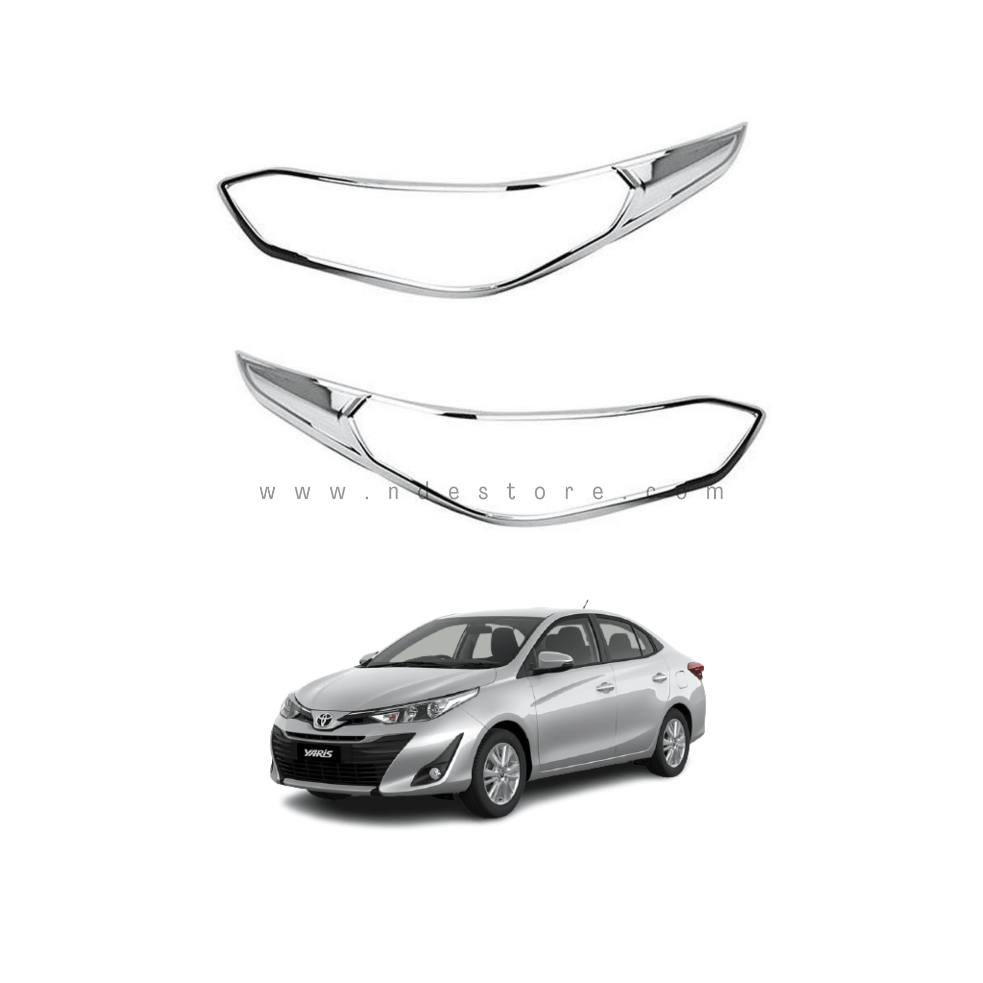 HEAD LIGHT CHROME COVER FOR TOYOTA YARIS (2018-2024) - ndestore.com