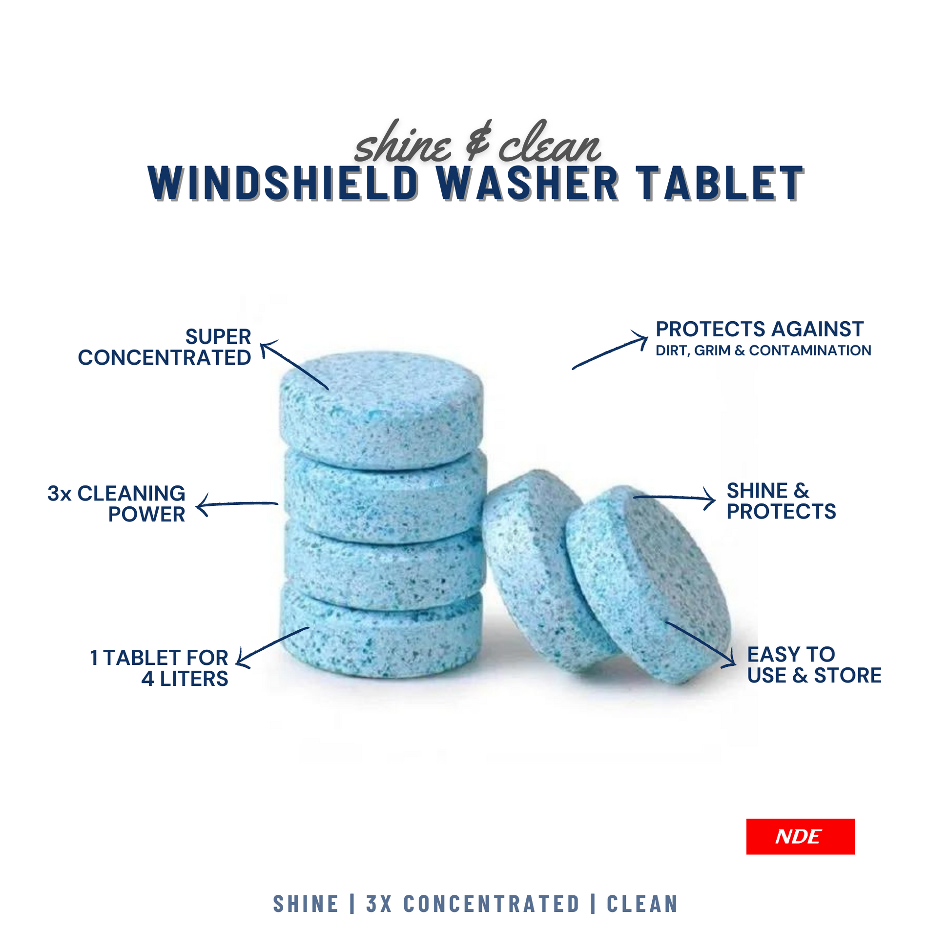 WINDSHIELD GLASS CLEANER TABLETS