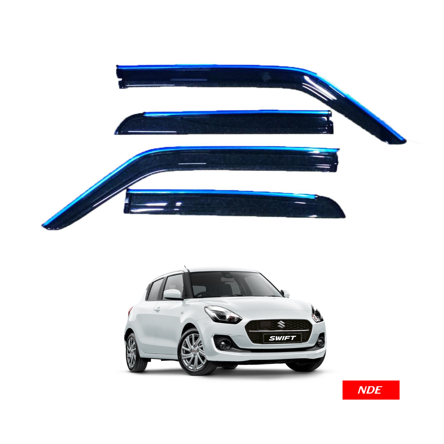 AIR PRESS BLACK TINTED DOOR WINDOW VISOR FOR SUZUKI SWIFT (2018-2024) - ndestore.com