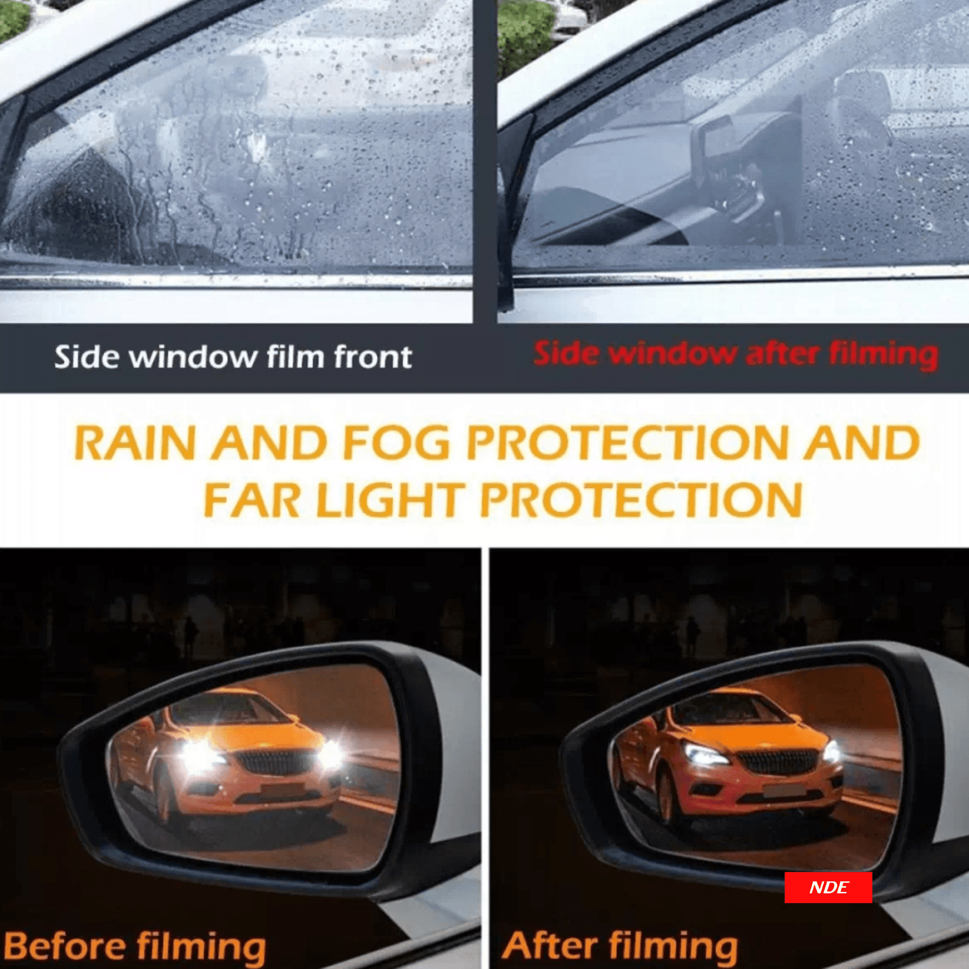 SIDE VIEW MIRROR ANTI FOG AND WATERPROOF FILM 4 PIECES FOR CLEAR VISION - ndestore.com