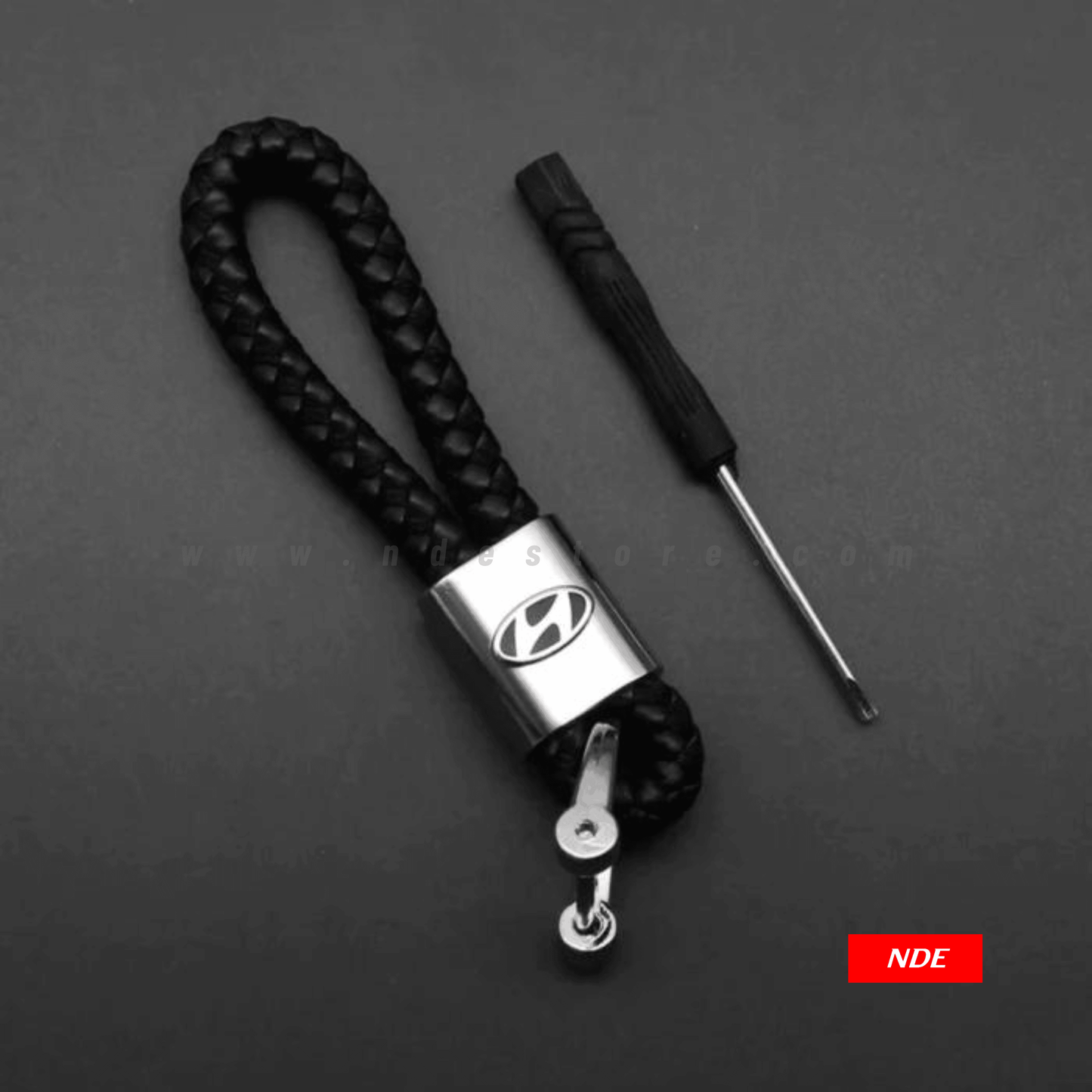 KEY CHAIN LEATHER STRAP WITH HYUNDAI LOGO - ndestore.com