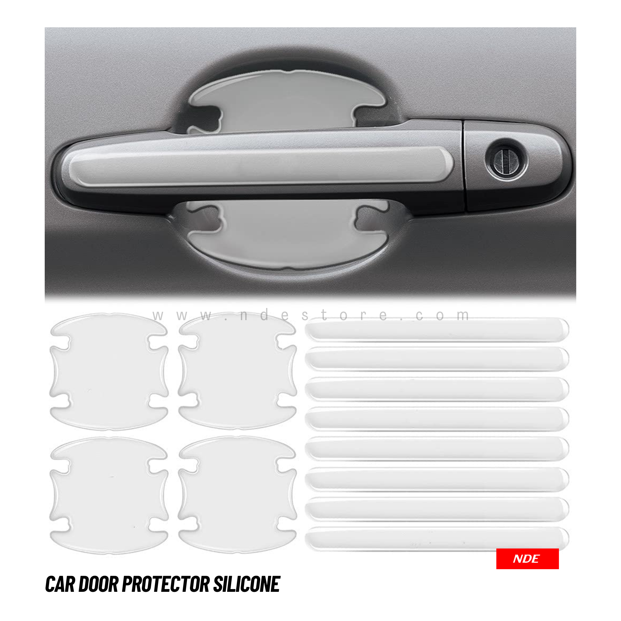 Aarya traders 2 pcs Car Door Handle Protector and Mirror Rain Visor Guard,  Silicone Auto Transparent