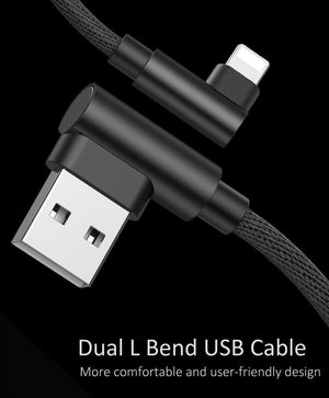 FAST CHARGING MOBILE DATA CABLE L SHAPE 90 DEGREE  1 2 3 METER LONG  FOR I PHONE