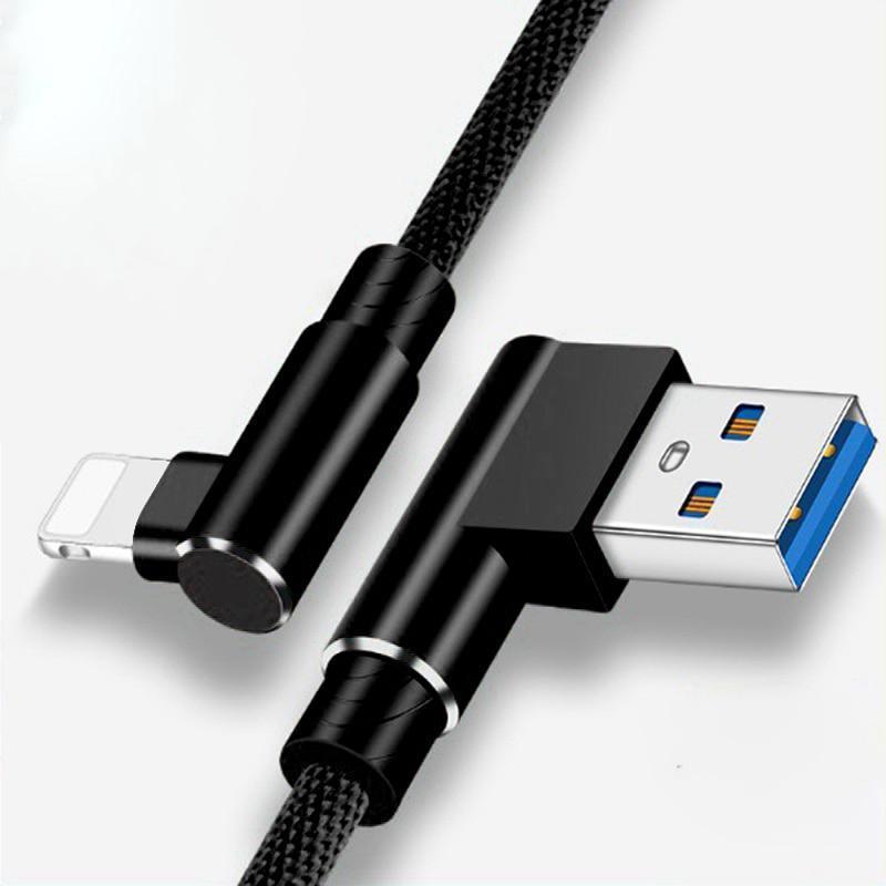 FAST CHARGING MOBILE DATA CABLE L SHAPE 90 DEGREE  1 2 3 METER LONG  FOR I PHONE