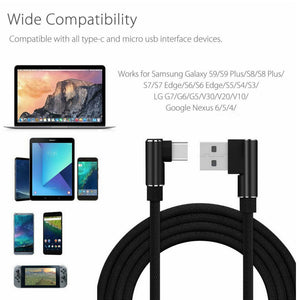 FAST CHARGING MOBILE DATA CABLE L SHAPE 90 DEGREE  1 2 3 METER LONG - C TYPE