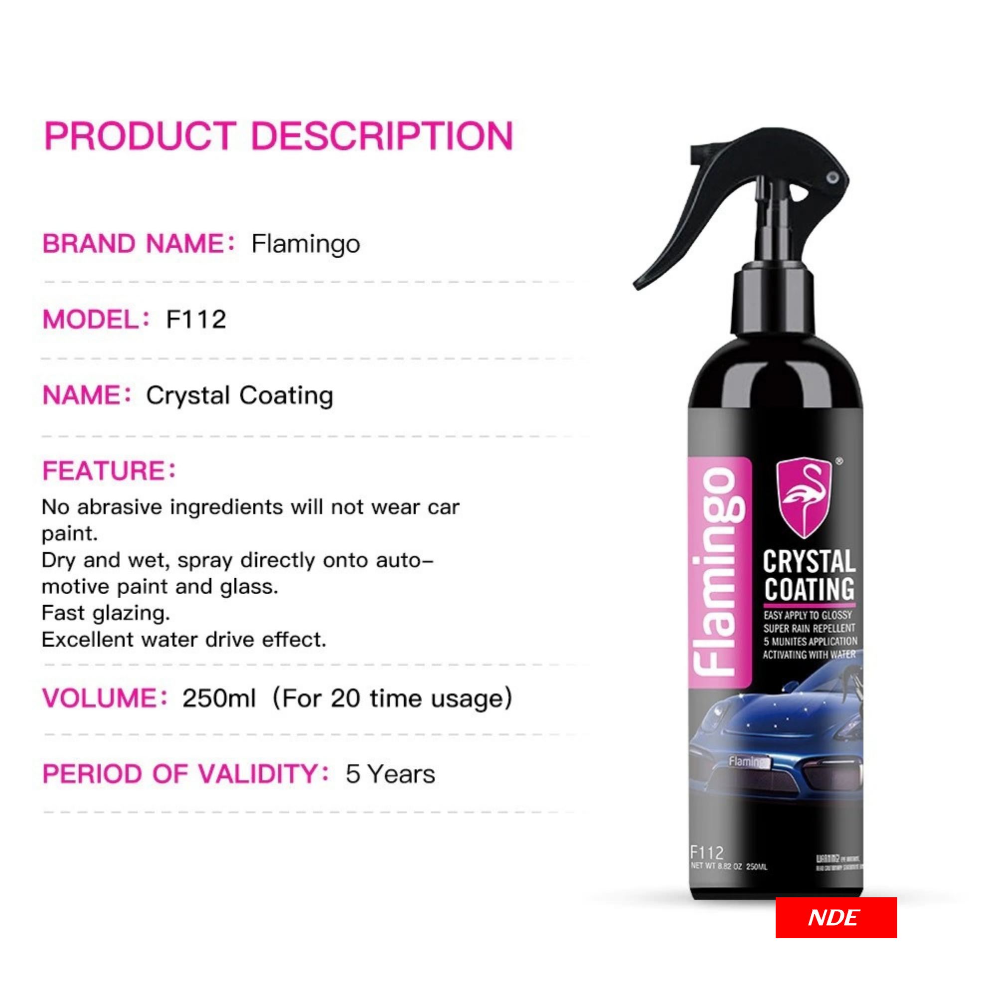 Buy Wholesale China Premium Coating Full Range Flamingo Car Care F112 Crystal  Coating & Car Spray Protection at USD 0.6