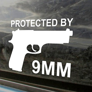 STICKER, PROTECTED BY 9MM