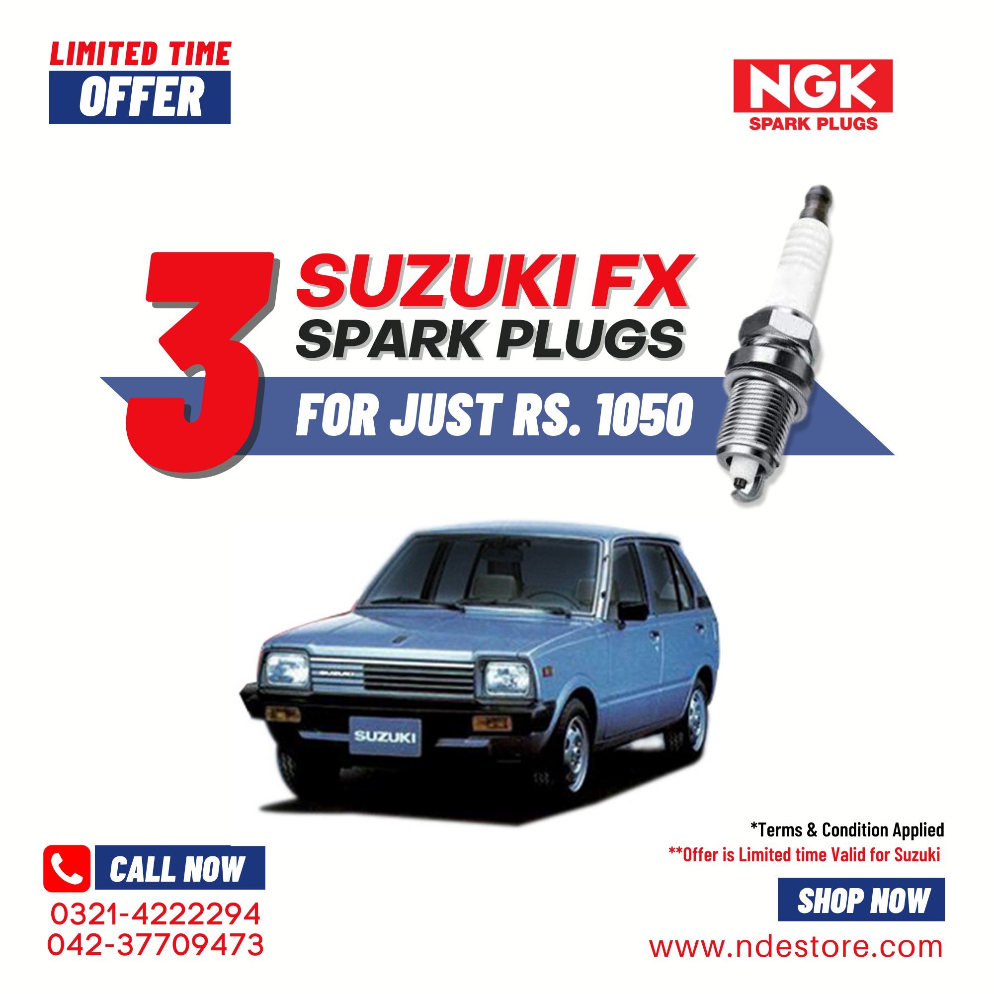 SPARK PLUG NGK FOR SUZUKI FX (3 PIECES)